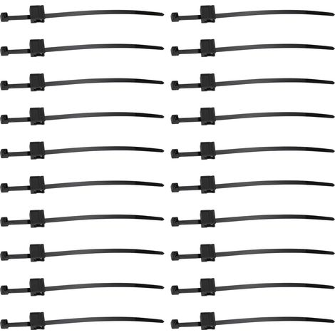 Lot de 20 serre-câbles en plastique PA66W 4,6 x 200 mm avec clip de bord en nylon avec option de branchement pour fixation solaire et photovoltaïque (1/5)