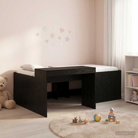 vidaXL Hochbett mit Schreibtisch für Kinder Schwarz 75 x 190 cm (1/5)