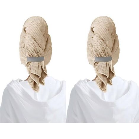 Asciugamano in microfibra per asciugare i capelli lunghi，105 x 63 cm，Asciugamano grande per capelli，Adatto a donne e ragazze，Set da 2 (1/5)