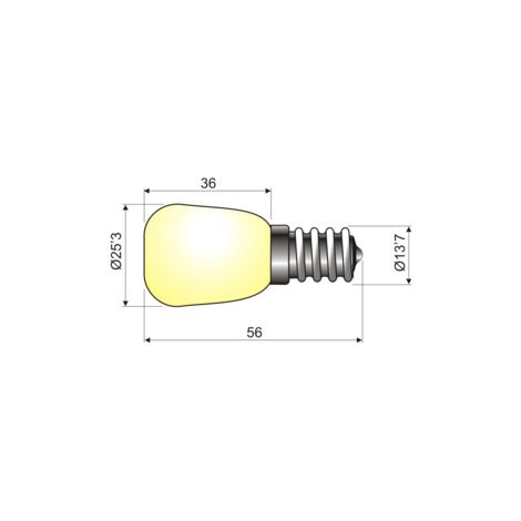 Bombilla Frigorifico E14 230Vac 15W  50x25,3mm (1/2)