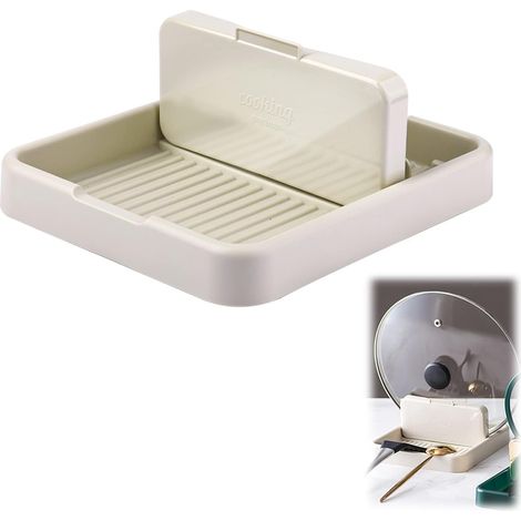 Reste à la cuillère avec support de couvercle, repos à la cuillère, support de pot de cuisine, aide à la cuisine, repos à la cuillère (ivoire) (1/5)
