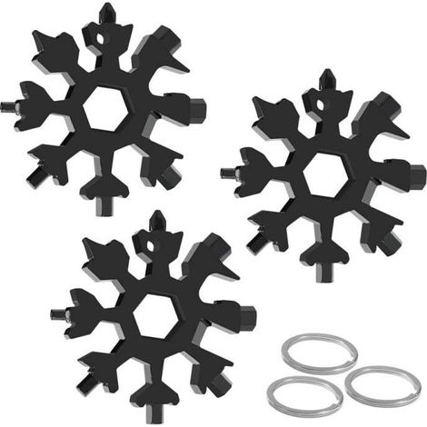Outil Multifonction Flocon de Neige 18-En-1, 3 Pcs Clé à Flocon de Neige En Acier Inoxydable, Clé Tournevis Ouvre-Bouteille Clé Alle (1/4)