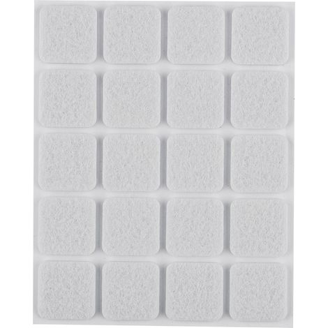Almohadillas de fieltro autoadhesivas, blancas, 20x20 mm, 20 unidades. (1/5)