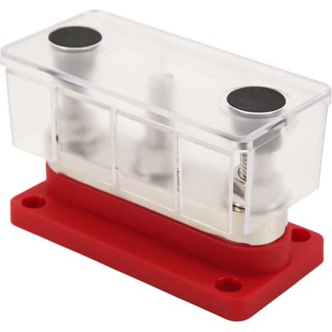 Bornier de distribution électrique 3 voies M10 12-48 V 600 A pour voitures, camions, camping-cars, bateaux et applications industrielles (rouge) (1/5)