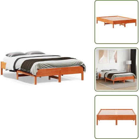 - vidaXL Letto senza Materasso Marrone Cera 120x190 cm in Legno di Pino -