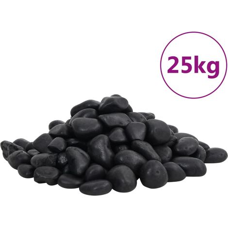 Polierte Kiesel 25 kg Schwarz 2-5 cm