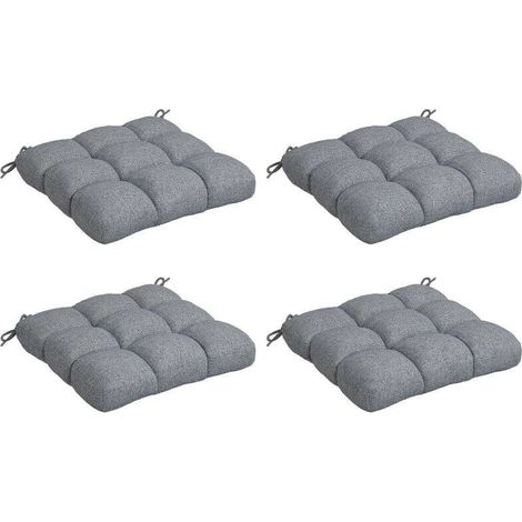 Lot de 4 coussins chaise jardin capitonnés 48x48cm, couleur gris (1/5)
