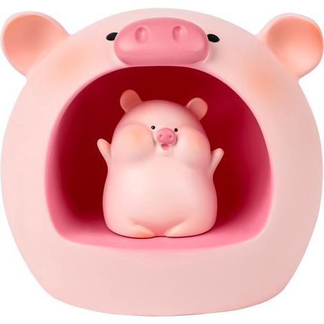 Décoration de table, veilleuse étoile en forme de cochon rose, artisanat en résine pour anniversaire (ouvrez vos mains) (1/5)