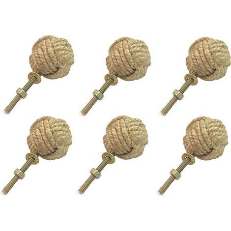 Lot de 6 boutons de porte en corde de jute pour la plage et la mer (1/5)