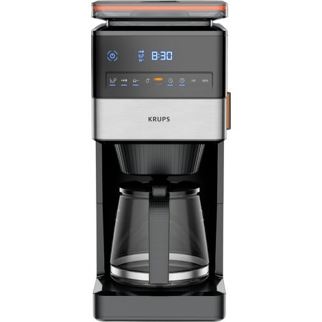Krups Kaffeemaschine Schwarz, Silber Fassungsvermögen Tassen=18 mit Mahlwerk, Display