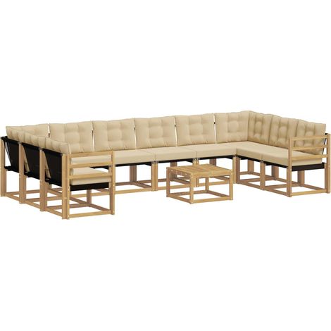 Outdoor-Sofagarnitur 11 stk. 10-Sitzer Weiß und Beige vidaXL (1/5)
