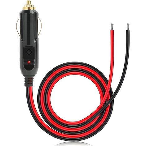 Fil Arrière Étamé 16 AWG, Câble de Prise Allume-Cigare Mâle 12V, Rallonge allume cigare 12v, Câble de Remplacement avec Fusible de 15A, Longueur 2m (1/5)