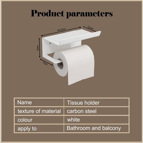 Porte Papier Toilette, Porte-serviettes en acier inoxydable pour téléphone portable,Support Papier Rouleau Derouleur Papier WC, Support Papier Toilettes avec Tablette pour Salle de Bain et Cuisine (1/2)