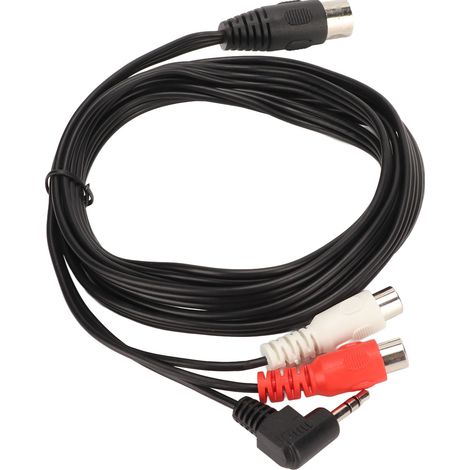 Câble audio stéréo Plug and Play avec prise DIN 5 broches mâle vers 2 RCA femelles et prise jack 3,5 mm pour enceintes et équipements Hi-Fi. (1/5)