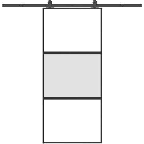 Schiebetür mit Beschlag 90x205 cm Hartglas & Aluminium