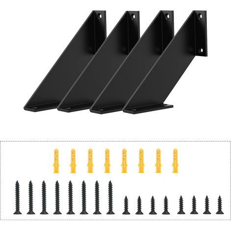 Supports d'Étagère 4 pièces, Équerre Étagère Murale Noire, ÉquerreÉtagère Metal Flottantes 10cm Equerre Charge Lourde,Wquerre Étagère Inversée Equerre Etagere Placard (1/5)