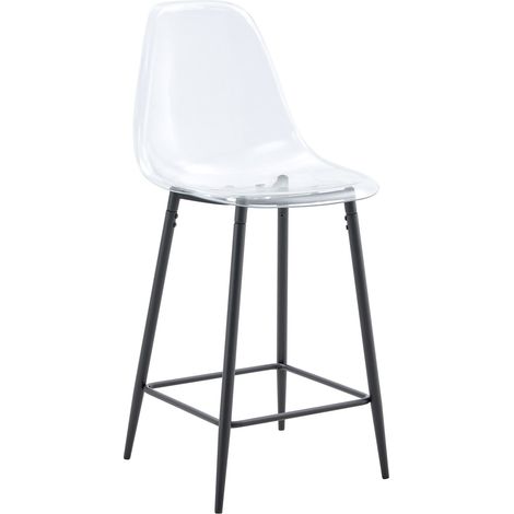 Tabourets de bar transparents au design moderne, coque plastique et pieds métal noir, pour cuisine, îlot ou salle à manger CHICFURN (1/5)