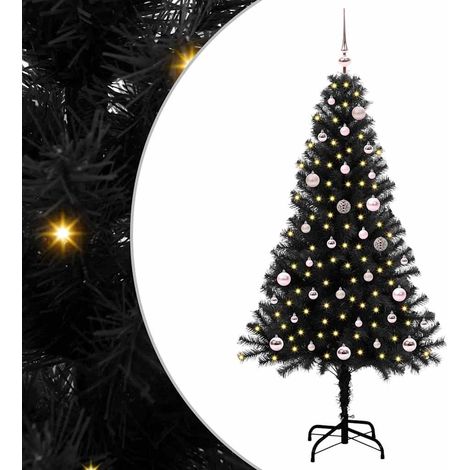Weihnachtsbaum mit 150 LEDs mit Ständer Schwarz 150 cm PVC