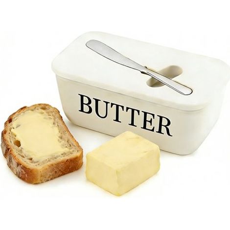 Beurrier de comptoir en PP alimentaire, avec couteau, durable et facile à nettoyer, pour conserver et servir le beurre à la maison (1/5)