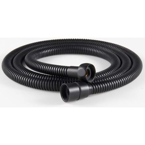 Tuyau de douche flexible en acier inoxydable 1 pièce 1,5 m, raccords en laiton, tuyau de pommeau de douche anti-torsion, tuyau de douche flexible - noir (1/5)