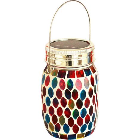 1 Lanterne mosaïque, éclairage solaire, verre décoratif, étanche IP44, pour jardin et terrasse (1/5)