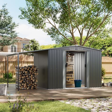 248cm W Outdoor Metal Storage Shed with Pitched Roof (1/4)
