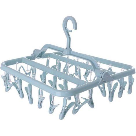 1 Étendoir à chaussettes,32 clips,plastique PP,crochet coupe-vent,pliable,intérieur et extérieur (1/5)