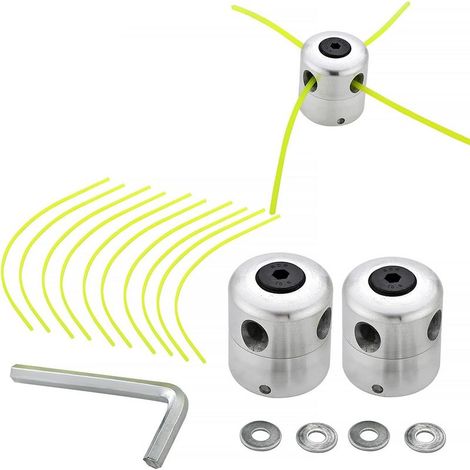 Universeller Aluminium-Trimmerkopf, Fadentrimmerkopf, Doppelfadenspule, Nylonfadenkopf für Rasenmäher, 2 Fadenköpfe + 10 Fäden (1/5)