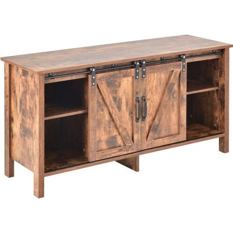 Meuble TV, support TV, Banc TV, avec étagère et casier,buffet, Buffet, armoire de cuisine, armoire de rangement, armoire latérale, avec 2 portes coulissantes, étagère réglable, tablettes ouvertes, sal (1/5)