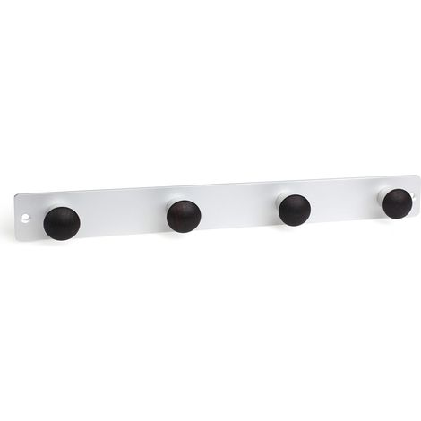 Perchero de pared funcional adhesivo y atornillable con acabado aluminio-l.wengué. Dimensiones: 351x29x40 mm -