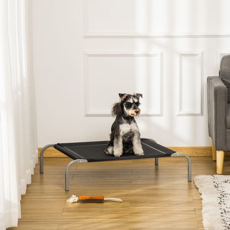 Cama para perros de interior y exterior, caseta de verano para perros, tejido negro transpirable, 90x65x20 cm