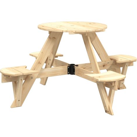 vidaXL Tavolo da Picnic per 4 Bambini Rotondo con Foro in Legno Abete (1/5)