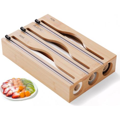 Aluminiumfolien- und Folienspender, Wachspapier-Organizer, Klebefolie und Pergament, Organizer mit Schiebeschneider, Klebefolienschneider A, drei Gitter
