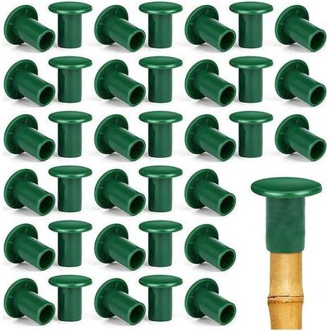 Lntyq 36 Pièces Capuchons De Sécurité De Canne, 3cm Caoutchouc Toppers De Sécurité De Canne Capuchons De Protection pour Canne à Haricots pour Jardin Extérieur (Vert) (1/5)