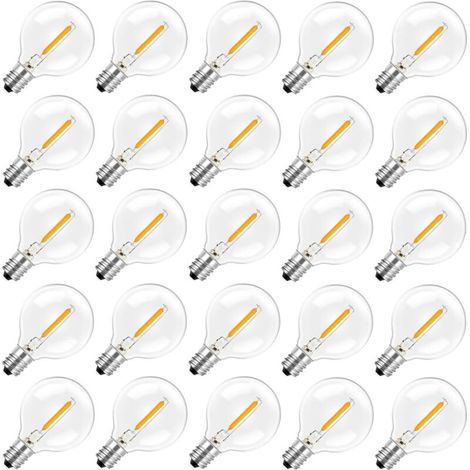 Ampoule G40 E12 LED 1W Remplacement Globe Guirlande Guinguette Décorative Ampoules Style Edison Rétro Lampe Blanc Chaud 2200K 220V-240V,Lot de 25 [Classe énergétique G]