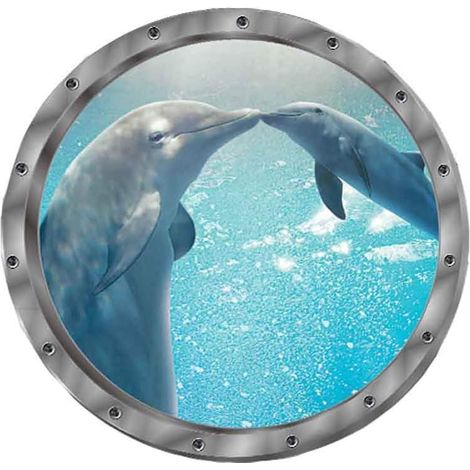 MINKUROW Adhesivo De Pared 3d Adhesivo De Pared Ventana Delfín Tortugas Mundo Submarino Delfines Marino Sala De Estar Dormitorio Decoración De La Habitación De Los Niños (Delfín) (1/5)