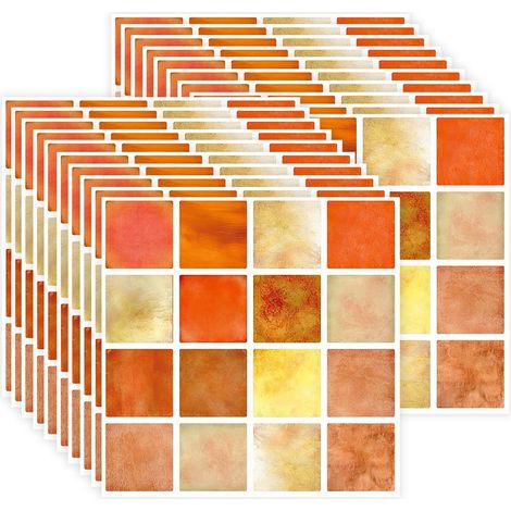 Autocollants carreaux mosaïque lot de 30 résistants à la chaleur étanches décoration pour cuisine et salle de bain couleur jaune 10 x 10 cm (1/5)