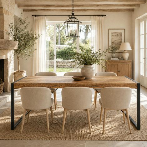 Table à manger bois métal à tendeurs 220 cm KARGO (1/4)