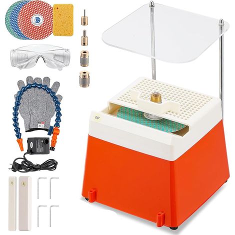 3 en 1 Meuleuse de Verre Électrique 220V/65W, Machine à Poncer les Bords de Verre avec Petite pompe à eau réglablet pour Vitraux, Mosaïques, Céramique et Loisirs Créatifs (1/5)