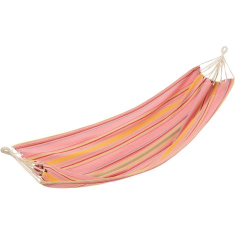 Hamac en Tissu "Rayures" 200cm Rose Clair (1/4)