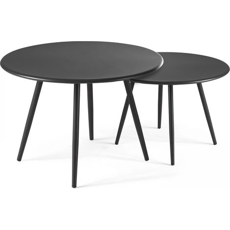 Lot de 2 tables basses de jardin en acier anthracite - Palavas