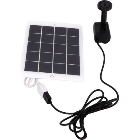 Pompe à eau solaire Pompe de Fontaine Solaire 3W 5V 120L/H avec 6 Couvercles de Buses pour étang Extérieur sport materiel (1/4)
