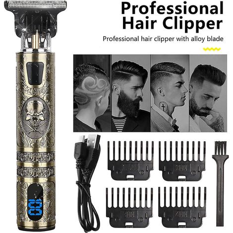 Tondeuse à cheveux professionnelle sans fil pour hommes, tondeuse à barbe rechargeable par USB avec écran LED (1/5)