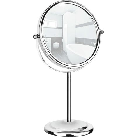 Miroir grossissant double face 15 cm – Grossissement 7x – Angle réglable 360° – Boîtier chromé pour salle de bains (1/5)
