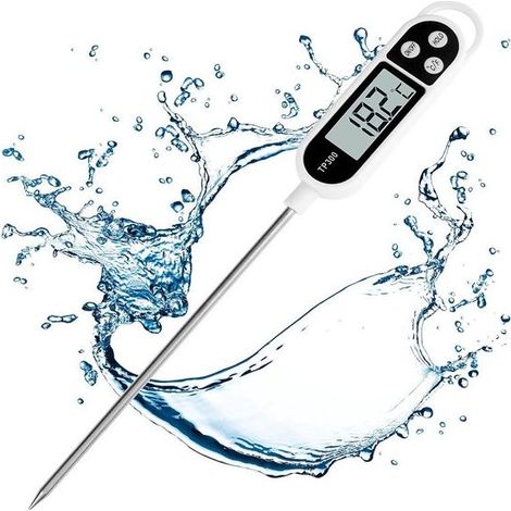 Thermomètre de cuisine numérique - Sonde longue en acier inoxydable - Résistant à la corrosion - Pour four, BBQ et grill - Usage professionnel et domestique - Noir (1/5)