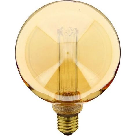 Ampoule LED décorative holographique en forme de globe (G125), verre ambre, culot E27, 4 W, 200 lm, lumière chaude blanche – idéale pour ambiance intérieure, salon, chambre ou décoration festive (1/5)