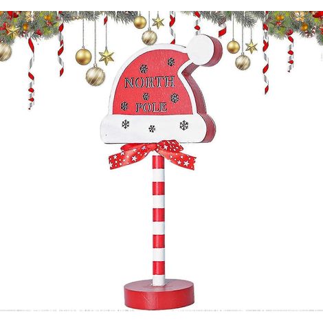Halloween-Dekorationen, Weihnachtsdekorationen, LED-beleuchtete Weihnachtstafel für Zuhause, „Hier hält der Weihnachtsmann zuerst“-Schild, winterliche Holzdekoration im Landhausstil