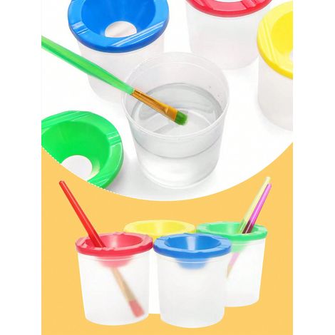 Lot de 4 godets à peinture, matériel de loisirs créatifs : bac coloré pour rincer les pinceaux, couleurs aléatoires (1/5)