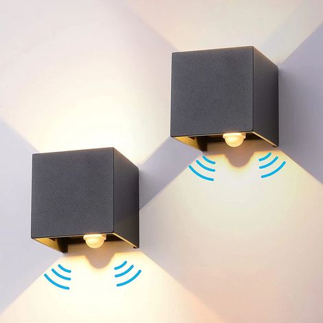 Lot de 2 lampes extérieures LED avec détecteur de mouvement, éclairage de sécurité pour jardin (1/4)