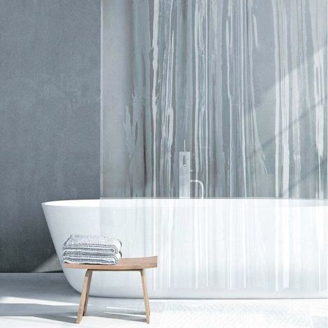 Transparent Shower Curtain PEVA Shower Curtains Mildewproof and Waterproof Shower Curtain with 12 Hooks for Bathroom 180x180cm (1/5)